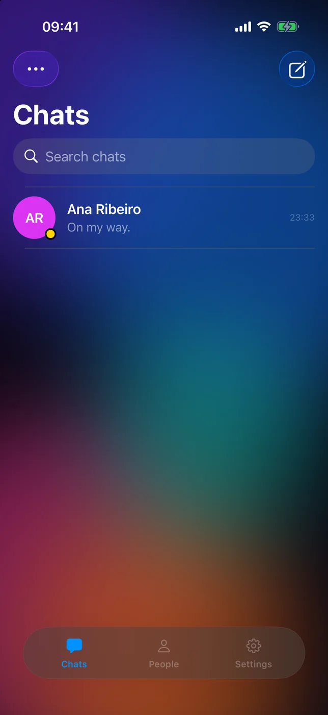 hoppin’s chat list, with the conversation with Ana Ribeiro at the top.
